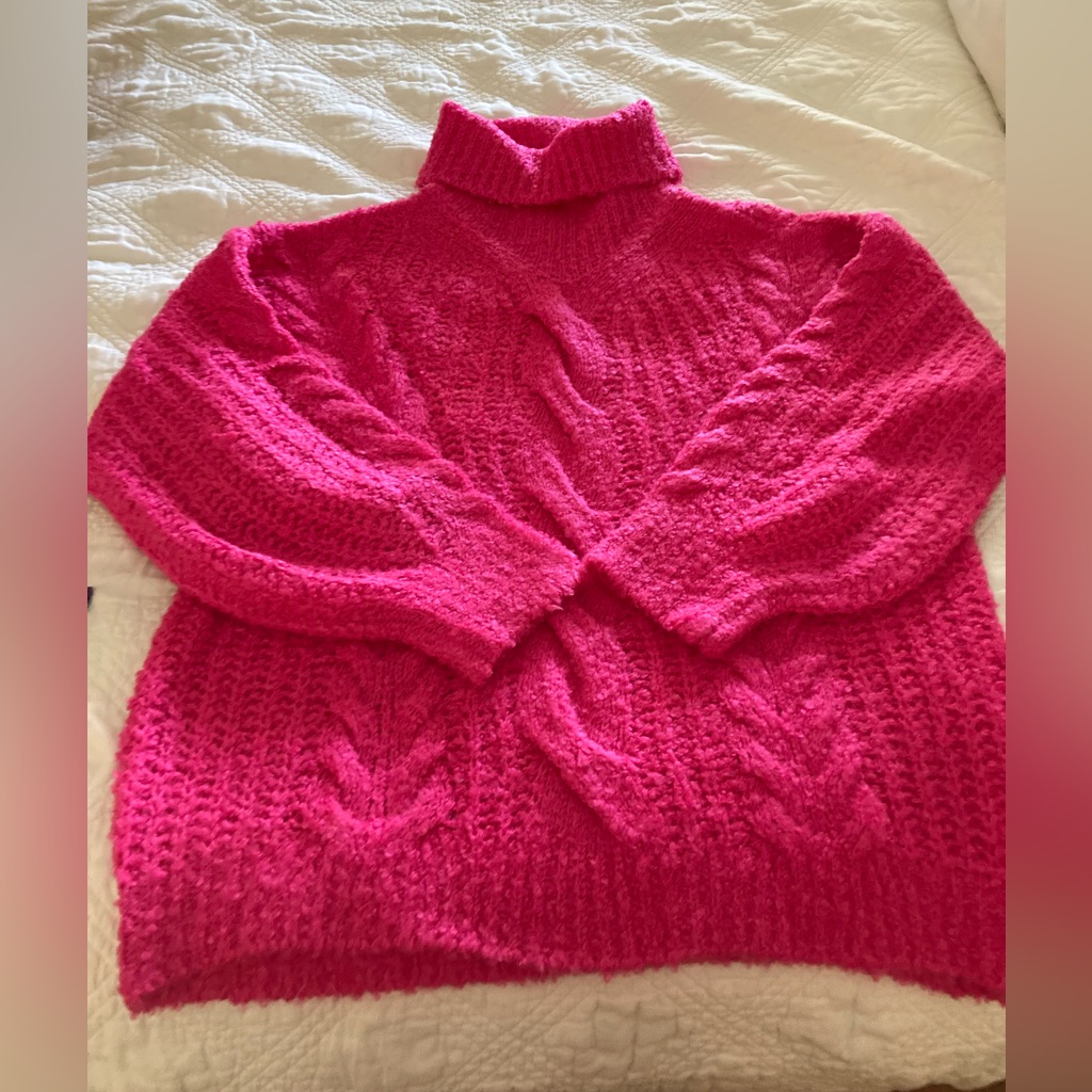 Bluivy Vibrant Pink Turtleneck Sweater Nwot